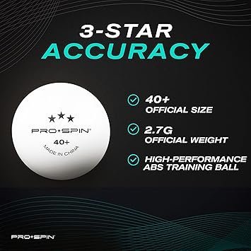 PRO SPIN Ping Pong Balls 3Star Premium White Table Tennis Balls HighPerformance 40+ ABS Professional Quality Ultimate Durability