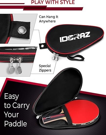 Ping Pong Paddle Professional Racket Table Tennis Racket with Carrying Case